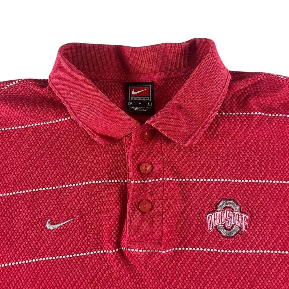 Nike Ohio State Buckeyes Polo Men’s Medium Red Striped Team Y2K